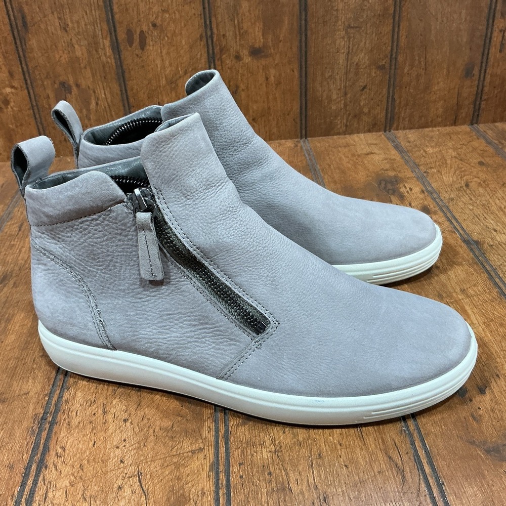 Ecco Soft 7 Zip Sneaker Bootie Gravity Gray Nubuck Boots EU 39 Women's 8-8.5 XW